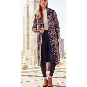 Laura Scott NWOT Plaid Textured Wool Blend Coat